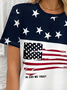 Women Star Short Sleeve Tee T-shirt Crew Neck Printing Casual Summer Graphic Tee Top