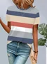 Women Striped Short Sleeve Tee T-shirt Crew Neck Printing Casual Summer Graphic Tee Top