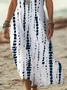 Women Striped Short Sleeve Summer Printing Dress V Neck Daily Casual Maxi X-Line Dress