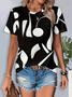 Women Abstract Short Sleeve Tee T-shirt Crew Neck Printing Casual Summer Graphic Tee Top