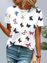 Women Butterfly Short Sleeve Tee T-shirt Crew Neck Printing Casual Summer Graphic Tee Top