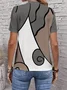 Women Abstract Short Sleeve Tee T-shirt Crew Neck Printing Casual Summer Graphic Tee Top