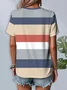 Women Striped Short Sleeve Tee T-shirt Crew Neck Printing Casual Summer Graphic Tee Top