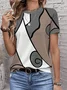 Women Abstract Short Sleeve Tee T-shirt Crew Neck Printing Casual Summer Graphic Tee Top