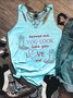 Women Sleeveless Tank Top Camisole Summer Letter Pattern U-Neck Holiday Casual Top