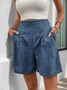 Women Plain Fifth Pants Straight Pants Casual Summer Shorts