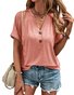 Women Plain Short Sleeve Tee T-shirt V Neck Casual Summer Top