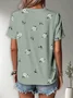 Women Floral Short Sleeve Tee T-shirt Crew Neck Printing Casual Summer Graphic Tee Top