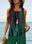 Women Abstract Printing Two-Piece Set Daily Sleeveless Casual Summer Top With Pants Matching Set