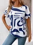 Women Abstract Short Sleeve Tee T-shirt Crew Neck Printing Casual Summer Graphic Tee Top