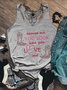 Women Sleeveless Tank Top Camisole Summer Letter Pattern U-Neck Holiday Casual Top