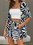 Women Striped Two-Piece Set Holiday Half Sleeve Vintage Summer Short Sets Matching Set