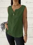 Women Plain Sleeveless Shirt Summer V Neck Daily Casual Top