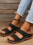 Women Retro Non-Slip Round Toe Comfortable Flat Sandals Casual Daily Slippers