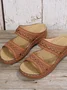 Women Retro Non-Slip Round Toe Comfortable Flat Sandals Casual Daily Slippers