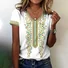 Women Floral Short Sleeve Tee T-shirt V Neck Casual Summer Top