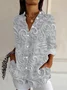 Women Floral Long Sleeve Shirt Spring/Fall Buckle Shirt Collar Daily Casual Top