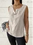 Women Plain Sleeveless Shirt Summer V Neck Daily Casual Top