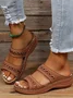 Women Retro Non-Slip Round Toe Comfortable Flat Sandals Casual Daily Slippers