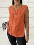 Women Plain Sleeveless Shirt Summer V Neck Daily Casual Top