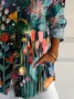 Women Floral Long Sleeve Shirt Spring/Fall Buckle Shirt Collar Daily Casual Top