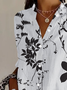 Women Floral Long Sleeve Shirt Spring/Fall Buckle Shirt Collar Daily Casual Top