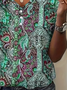 Women Floral Short Sleeve Tee T-shirt V Neck Printing Casual Summer Graphic Tee Top