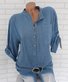 Women Plain Long Sleeve Shirt Spring/Fall V Neck Daily Casual Top