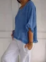 Women Plain Three Quarter Sleeve Tee T-shirt Crew Neck Casual Spring/Fall Top