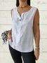 Women Plain Sleeveless Shirt Summer V Neck Daily Casual Top