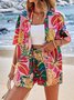 Women Striped Two-Piece Set Holiday Half Sleeve Vintage Summer Short Sets Matching Set
