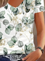 Women Floral Short Sleeve Tee T-shirt V Neck Printing Casual Summer Graphic Tee Top