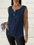 Women Plain Sleeveless Shirt Summer V Neck Daily Casual Top