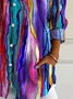 Women Abstract Long Sleeve Shirt Spring/Fall Buckle Shirt Collar Daily Casual Top