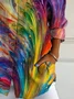 Women Abstract Long Sleeve Shirt Spring/Fall Buckle Shirt Collar Daily Casual Top