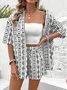 Women Striped Two-Piece Set Holiday Half Sleeve Vintage Summer Short Sets Matching Set