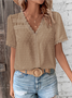 Women Polka Dots Short Sleeve Shirt Summer V Neck Daily Casual Top