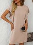 Women Striped Short Sleeve Ruffled Summer Printing Dress Crew Neck Daily Casual Mini T-Shirt Dress H-Line Dress
