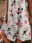 Women Floral Short Sleeve Summer Printing Dress V Neck Daily Casual Knee Length T-Shirt Dress H-Line Dress