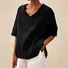 Women Plain Half Sleeve Blouse Summer V Neck Daily Casual Top