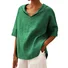 Women Plain Half Sleeve Blouse Summer V Neck Daily Casual Top