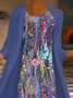 Women Floral Printing Two-Piece Set Daily Three Quarter Sleeve Casual Spring/Fall Dress With Coat Matching Set