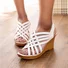 Summer street casual wedge sandals for women sexy fish mouth hollow woven wedge high heels