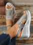 Large size hollow fish mouth gold/silver wedge heel sandals for women 2025 new platform thick bottom bright color shiny buckle sandals