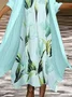 Women Floral Printing Two-Piece Set Daily Three Quarter Sleeve Casual Spring/Fall Dress With Coat Matching Set