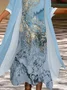 Women Abstract Printing Two-Piece Set Daily Three Quarter Sleeve Casual Spring/Fall Dress With Coat Matching Set