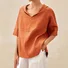 Women Plain Half Sleeve Blouse Summer V Neck Daily Casual Top
