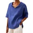 Women Plain Half Sleeve Blouse Summer V Neck Daily Casual Top