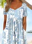 Women Floral V Neck Half Sleeve Casual Summer Jumpsuit