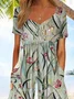 Women Floral V Neck Half Sleeve Casual Summer Jumpsuit